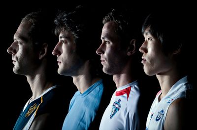 <strong>SCOTT ROEDER |</strong> Staff Photographer<br>UCI’s Bryan Simmons, Argentine national team member Aschemacher Rodrigo, Dutch player Freek Michel and Korean national team member Shin Young Soo.