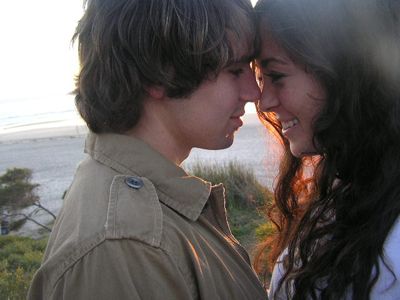 Milena and her fiance Aaron, engaged in February, passionately look into each other's eyes during a special evening four years ago at Dana Point.