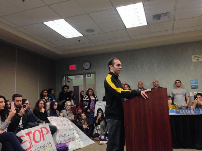 ASUCI Business school representative and current Vice President of UCI College Republicans, George Novshadyan, issues an apology to Muslim students following a series of Islamophobic comments made public on Facebook Monday night. (Courtesy of Sabrina Zuluaga)