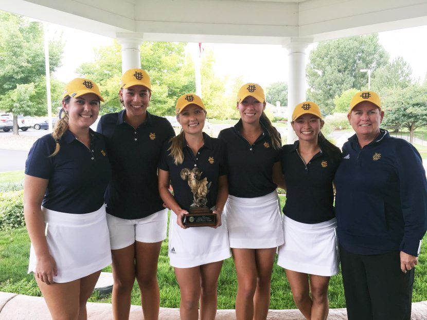 (From left to Right) Junior Camille Wagg, junior Brianne Jones, tranfer Avery French, senior Kaley In, and Senior Samantha Chan brought hope second place for the 'Eaters at the Ptarmigan Ram Classic.