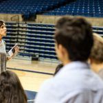 Representative Mimi Walters talks to students.